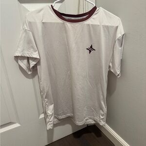 Tuckernuck White Tee with Maroon Trim